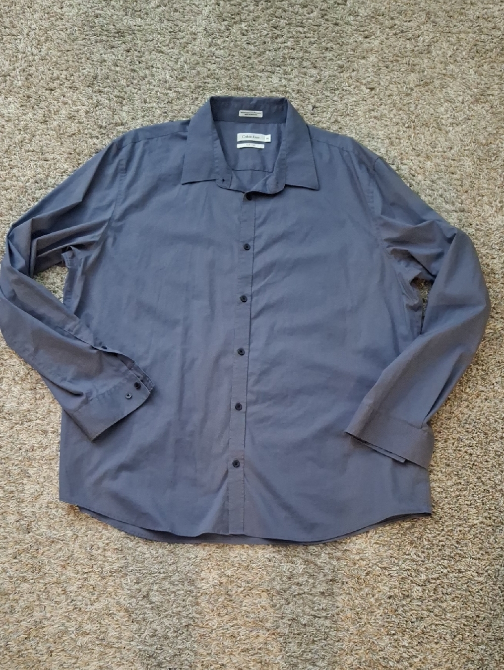 Calvin Klein Men's Slate Blue Button-Up Dress Shirt